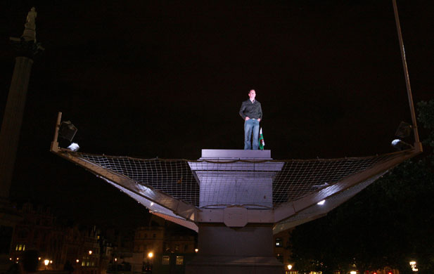 Plinth occupants: 23.00 Andrew Deathe, from Swansea, on the fourth plinth