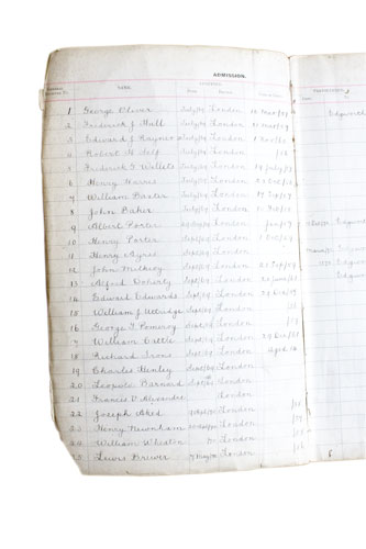 Action for Children: Action for Children: Original admissions register