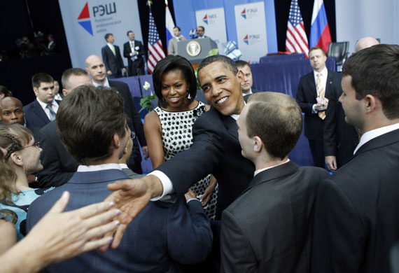 Obama in Russia: President Barack Obama at the National Economic School graduation 