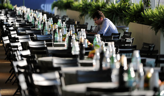 G8 preparations: A journalist at the media centre on the eve of the G8 summit in L'Aquila