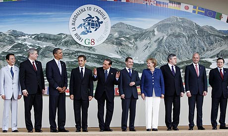 Leaders at the G8 summit in L'Aquila, Italy