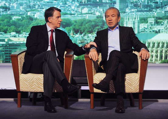 Mandelson: Peter Mandelson and Sir Alan Sugar appear on 'The Andrew Marr Show'