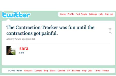 Sara on Twitter having contractions