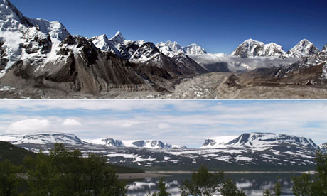 Mountains erosion : Himalayas and Glacially eroded mountains in Jotunheimen in Norway