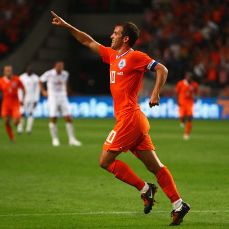 Holland v England: Rafael Van der Vaart celebrates scoring Holland's second goal