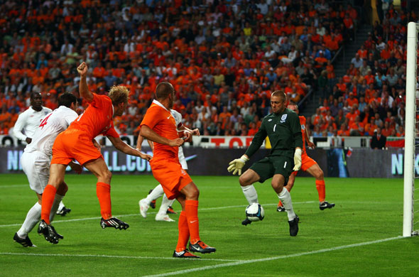 Holland v England: Dirk Kuyt forces as save from Robert Green 