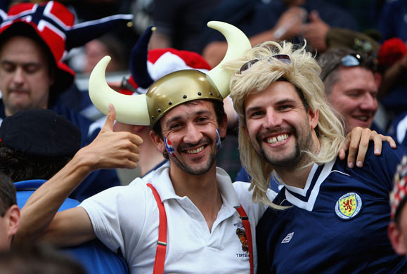 Norway v Scotland: Scotland fans are in a jovial mood before kick off 