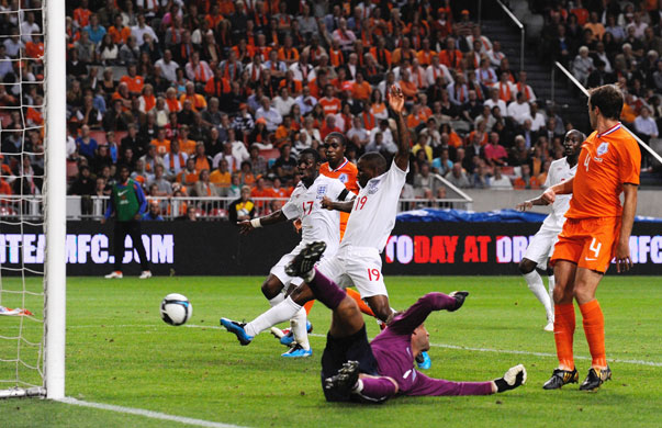 Netherlands v England: Jermain Defoe scores his and England's second goal