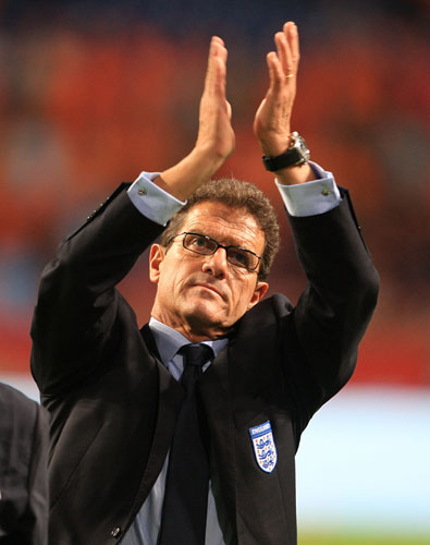 Netherlands v England: Fabio Capello applauds the fans after the final whistle