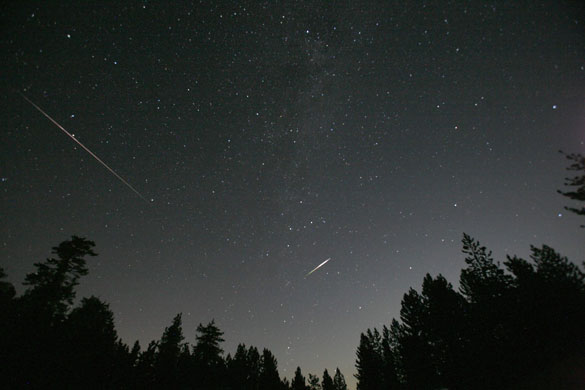 Perseid meteor shower: Meteors from the Perseid shower streak
