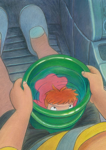 Hayao Miyazaki: A still from the film Ponyo on the Cliff by the Sea.
