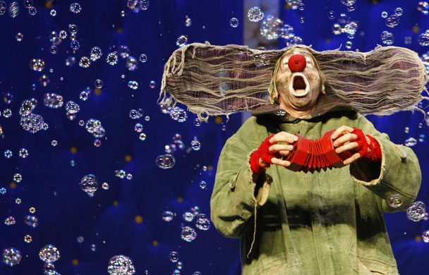 13 August 2009: Melbourne, Australia: A clown performs a scene from Slava's Snowstorm