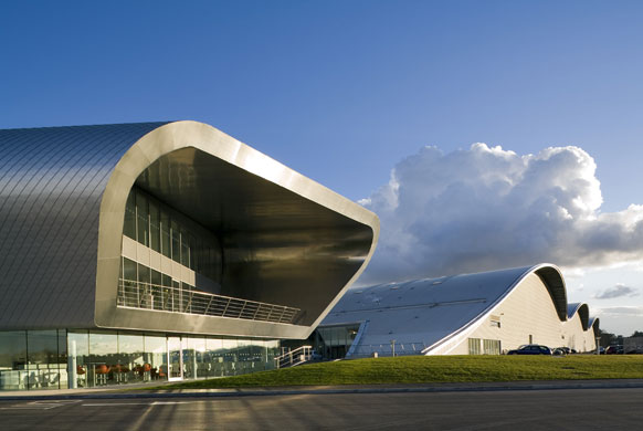Airport design: Farnborough Airport in Hampshire, the west-facing elevation