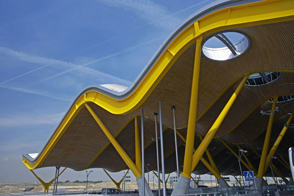 Airport design: Madrid airport in Spain, with a new terminal designed by Richard Rogers
