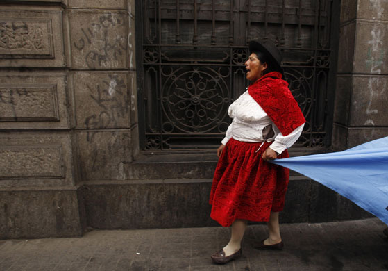 14 August 2009: Lima, Peru: A woman who lost her home during Peru's internal conflict