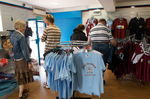Burnley Premier League: Fans check out the merchandise in the club souvenier shop