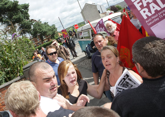 Anti-fascism rally: three people trying to get to the BNP festival