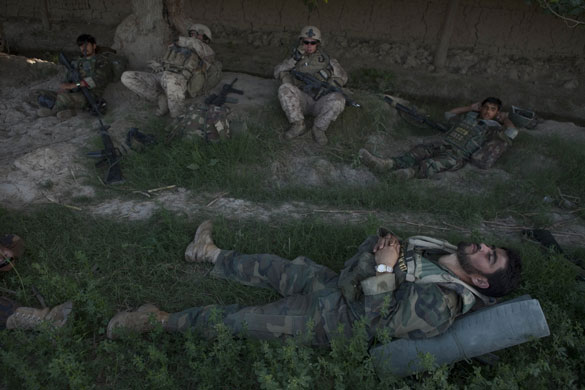 Sean Smith in Afghanistan: 21 July 2009: US Marines accompany Afghan National Army troops on a patrol
