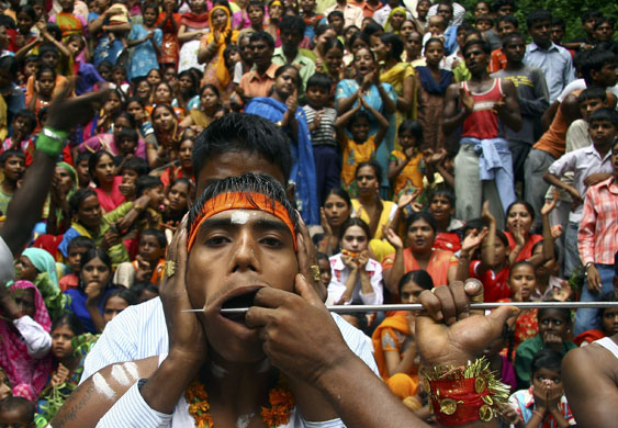 24 hours: A Hindu devotee gets his mouth pierced in Chandigarh