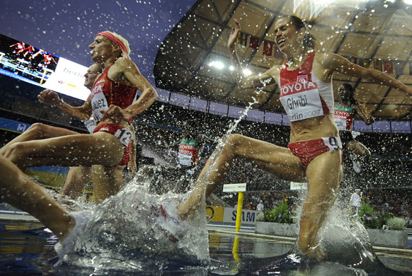 18 August 2009: Berlin, Germany: Habiba Ghribi competes in the 3000m steeplechase final