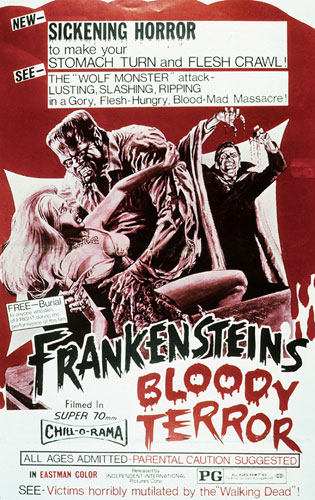 3D film posters: Frankenstein's Bloody Terror 3D
