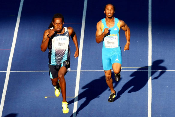 19th Athletics: Tabarie Henry and Chris Brown in their 400 Metres semi-final