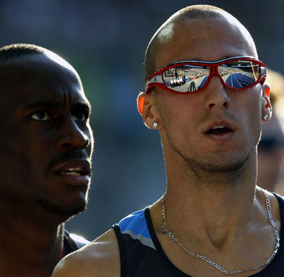 19th Athletics: Jeremy Wariner reacts after he won his 400m semi-final in 44.69 seconds
