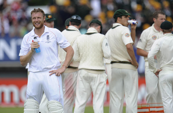 Tom Jenkins 3rd Ashes: Andrew Flintoff takes a drink during his innings