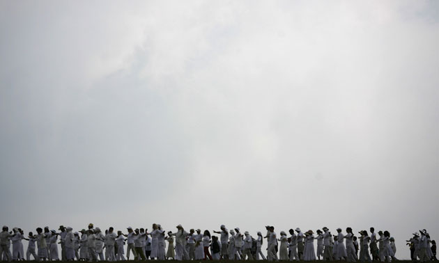 20 August 2009: Rila Mountain, Sofia: Members of an international religious movement
