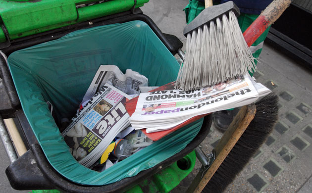 London freesheet wars: Discarded copies of London Lite and the London Paper