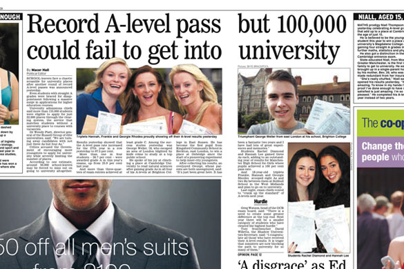 A-levels in the papers: Daily Express