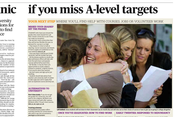 A-levels in the papers: London Evening Standard