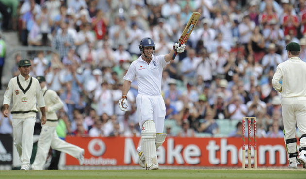 sat 1 ashes: Andrew Strauss celebrates after chalking up another another half century