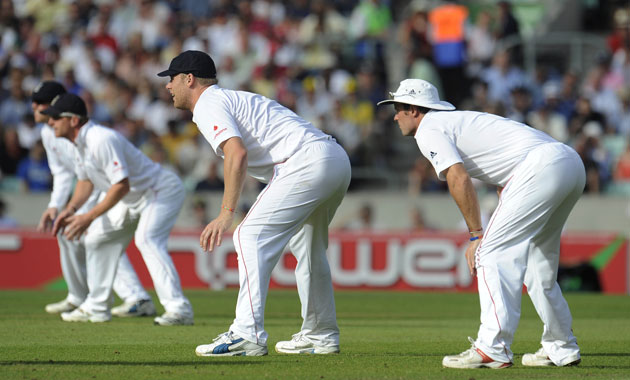 sat 3 ashes: The English slip cordon wait for any balls that come their way