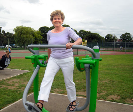Age Concern Photography: A woman enjoys a treadmill outside