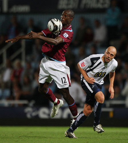 West Ham v Millwall: Carlton Cole controls the ball on chest 