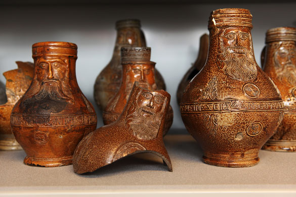 Summer digs: Medieval drinking bottles known as Bellarmine jars