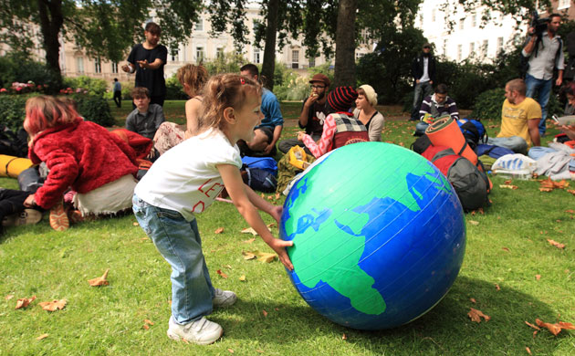 Camp for Climate Action : Protesters in St James Park, London
