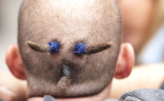 Camp for Climate Action: A protestor with funny haircut  at Camp for Climate Action on Blackheath
