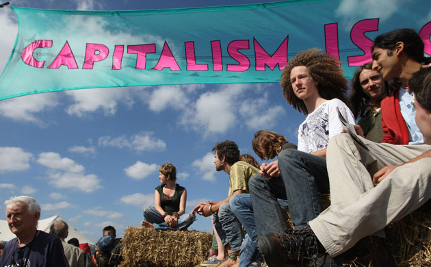 Camp for Climate Action: Protesters at the entrance, Blackheath, London