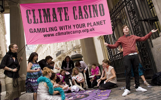 Camp for Climate Action: Impromptu casino, European Climate Exchange, Bishopsgate,  London