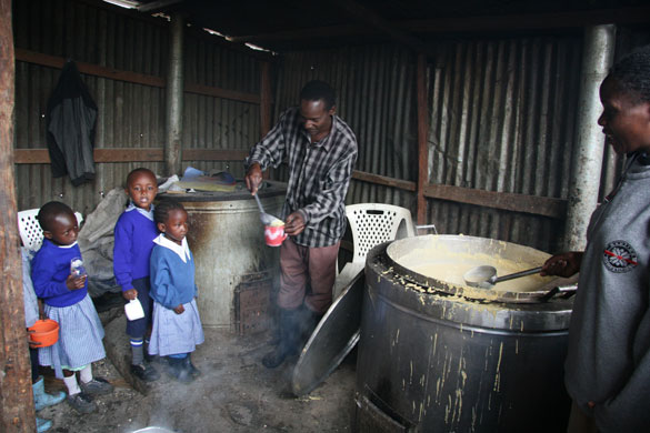Kenya food crisis: Porridge preparation at Njenga Primary school