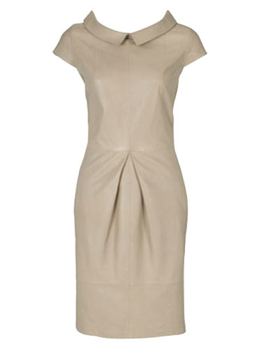 Leather looks: cream dress