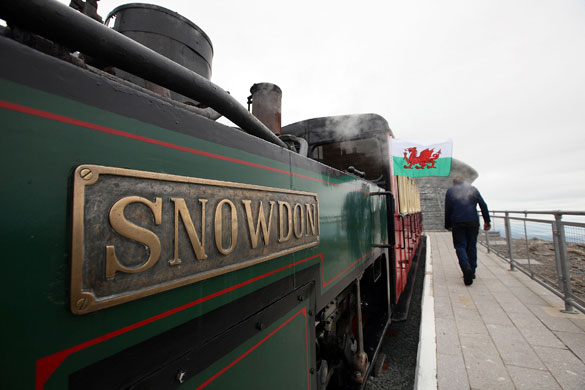 Snowdon visitor centre: The Snowdon steam mountain railway makes its way to the summit