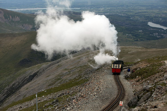 Snowdon visitor centre: The Snowdon steam mountain railway makes its way to the summit of Snowdon