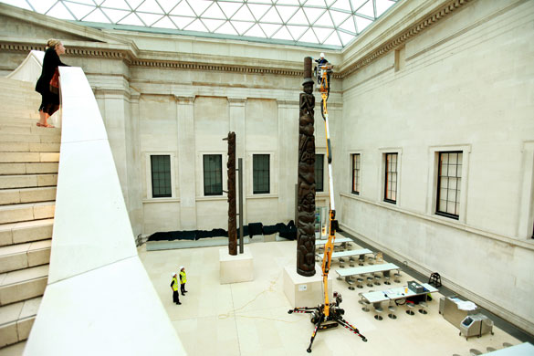 British Museum totem: Both poles were erected in the Great Court in 2007
