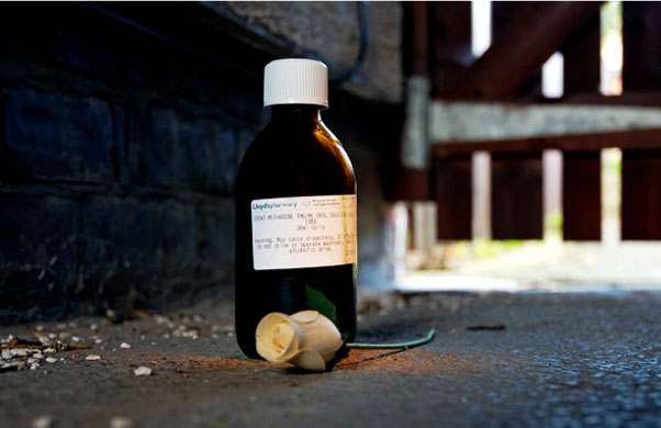 I see, you don't see: A bottle of methodone on the ground