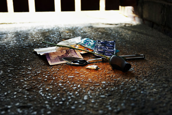 I see, you don't see: Some condoms money and drugs on the ground