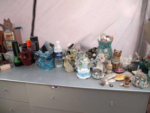 Jaycee Dugard kidnapping: Cat ornaments and snow globes on a chest of drawers