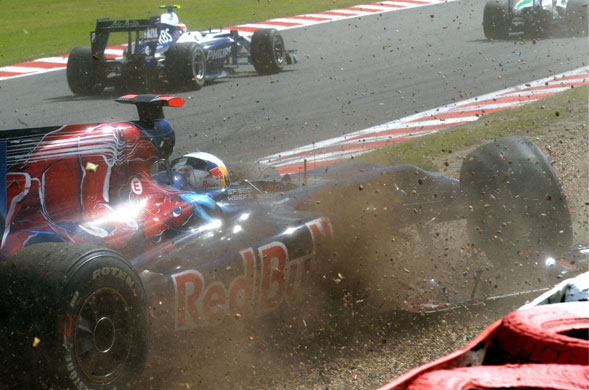 Belgian Grand Prix: Spanish Formula One driver Jaime Alguersuari of Toro Rosso spins out 